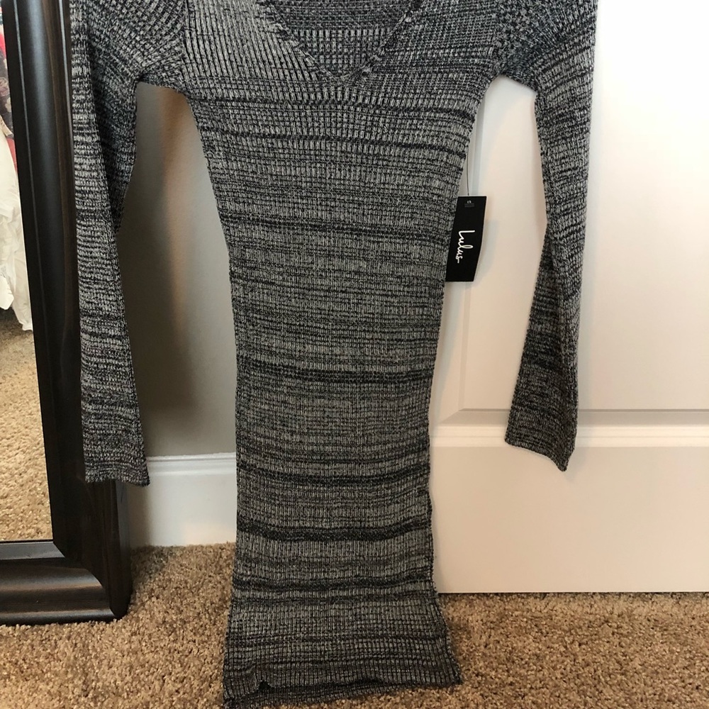 Gray Chocker Style Sweater Dress